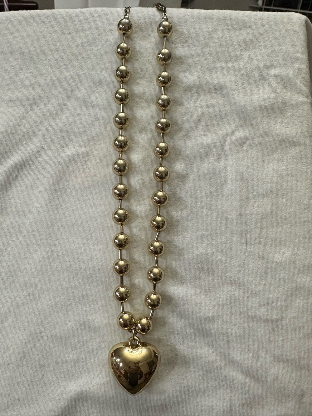 Park Lane Gold Beaded Puffy Heart Necklace